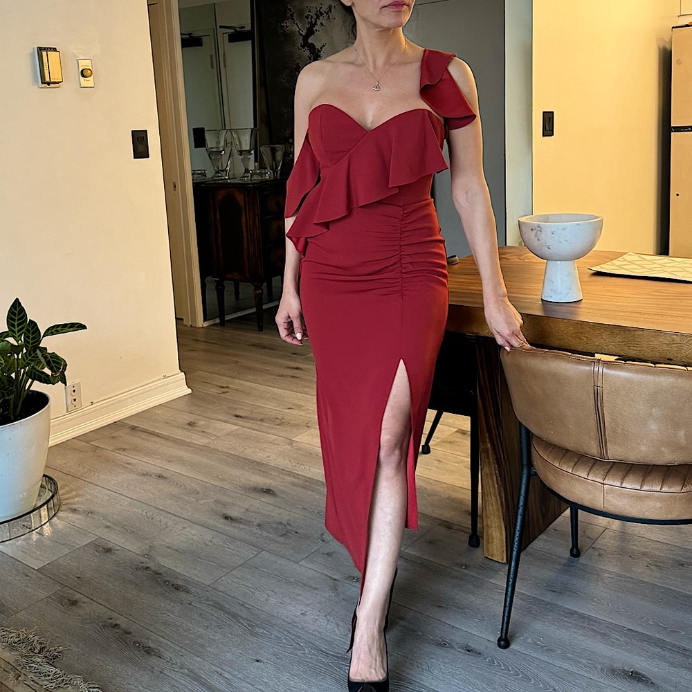 ALLEN SCHWARTZ red maxi dress